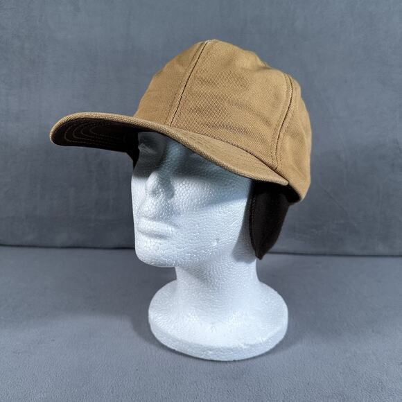 Unbranded Other - Vintage Duck Canvas Winter Ear Flap Hunting Hat Cap Brown Quilted Lined USA L
